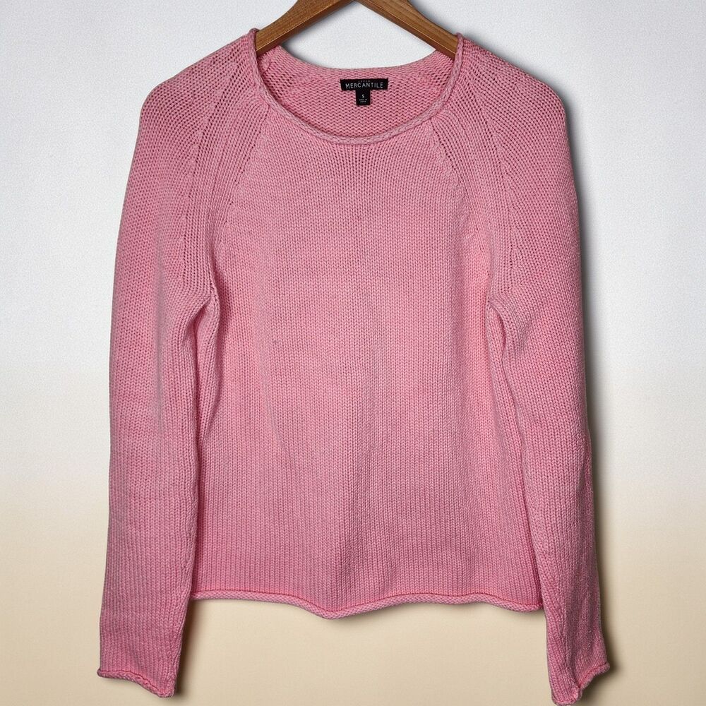 J Crew Pink Roll Neck Sweater Womens Small Cotton Preppy Minimalist